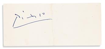 PICASSO, PABLO. Signature on a small card (Picasso).